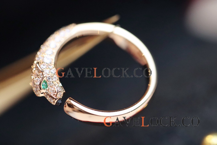 Replica Panthere Cartier Ring Rose Gold Diamond Head